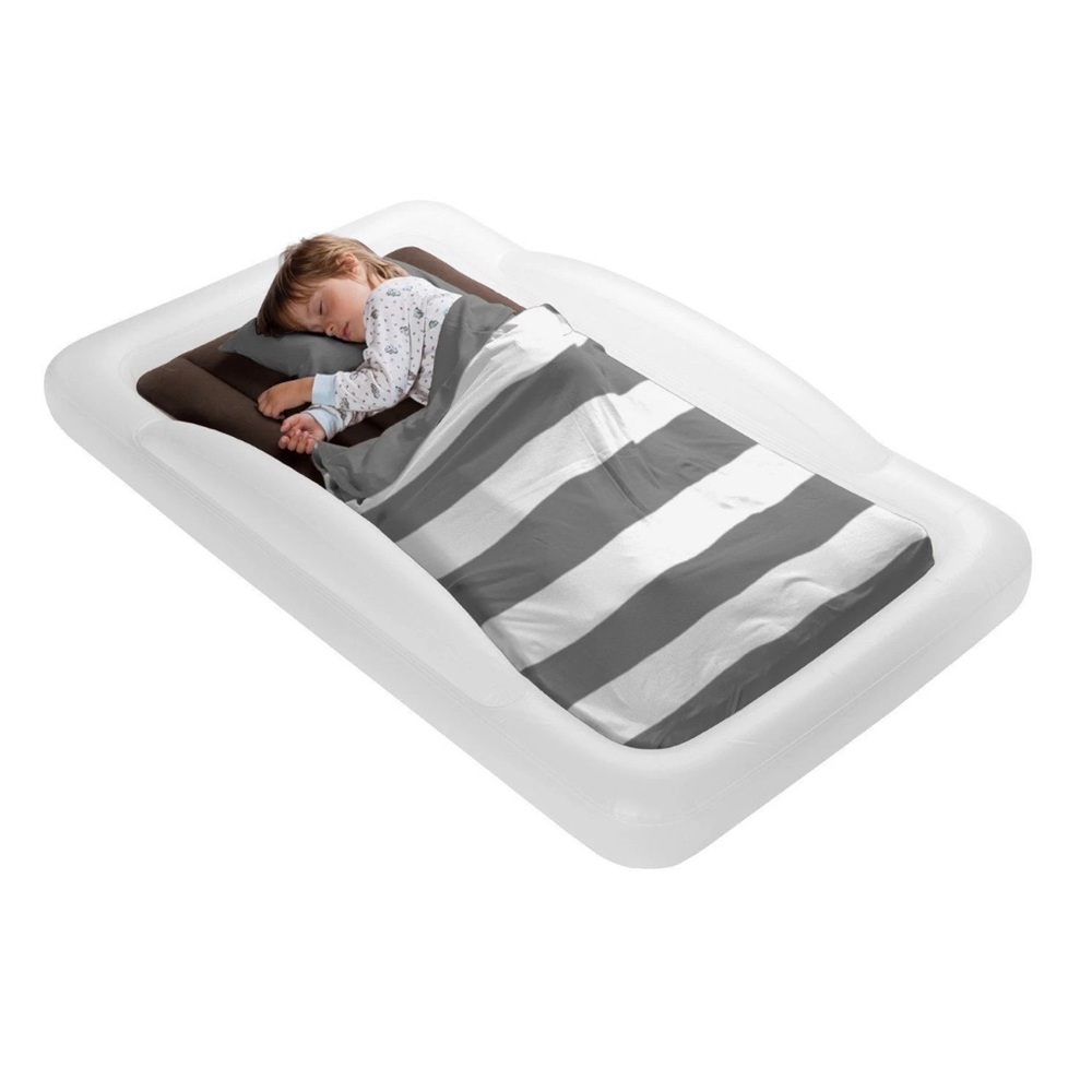 The Shrunks Inflatable Bed Rail Guards with Cotton Grey Blanket